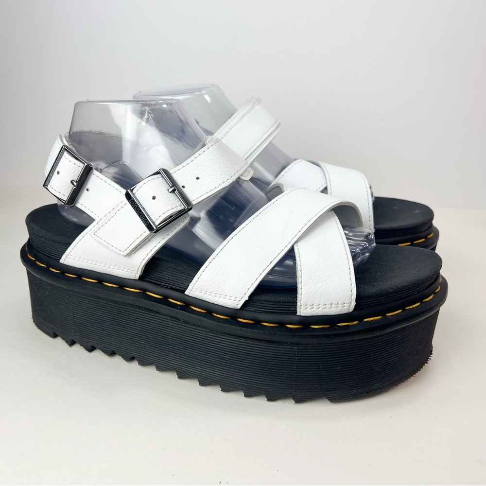 Dr. Martens White Strappy Platform Sandals